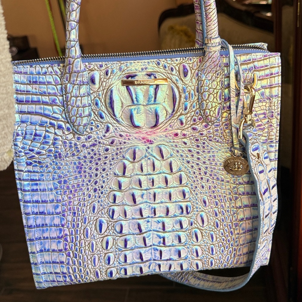 NWOT BRAHMIN CAROLINE satchel in Mulberry - Picture 2 of 12